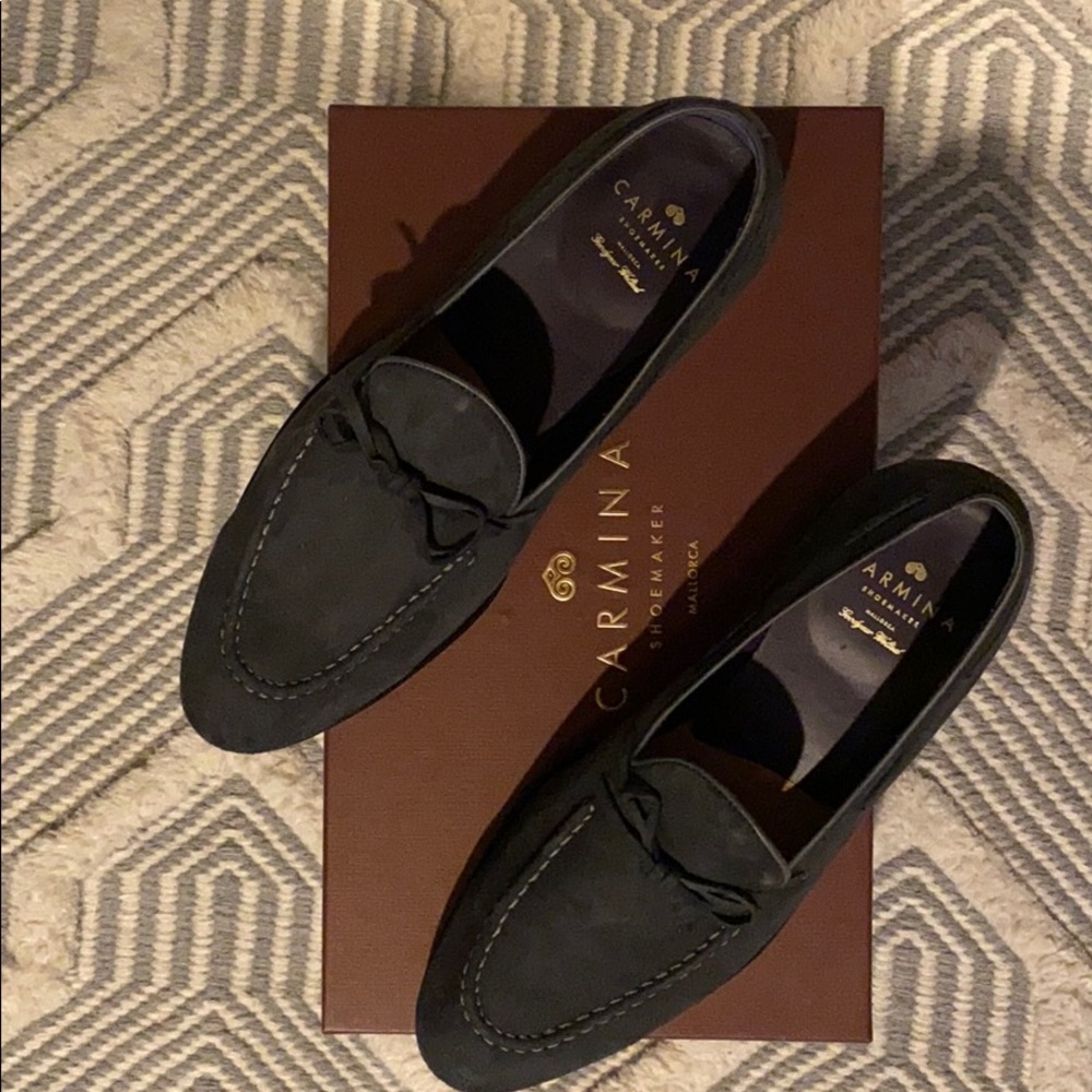Carmina Men Grey Suede Slip On Loafers Size 8.5